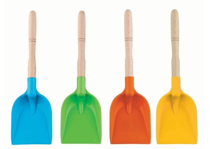 Plastová lopatka s drevenou rúčkou 34cm - zelená
