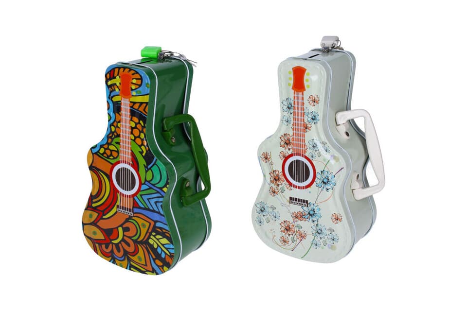 Plechová pokladnička gitara 23cm - zelená