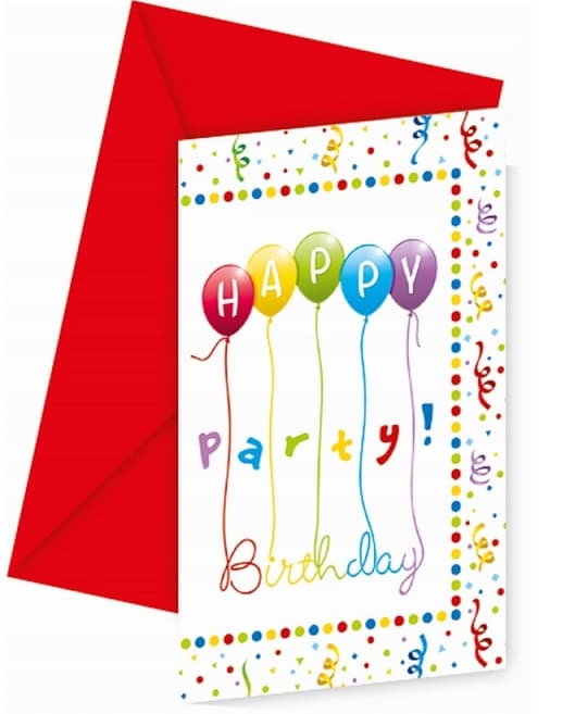 Pozvánky s obálkami Happy Birthday party 6ks
