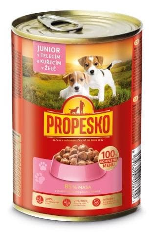 Propesko konzerva pre psov junior 415g teľa-kura