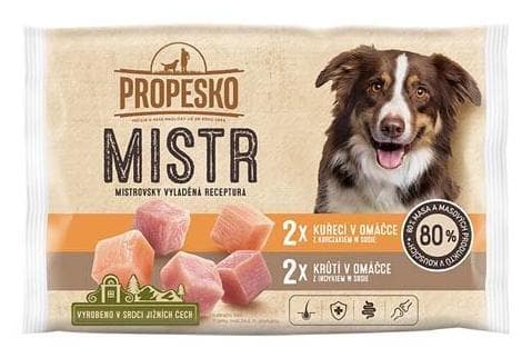Propesko Mistr kapsičky pre psov kura+morka 4x85g
