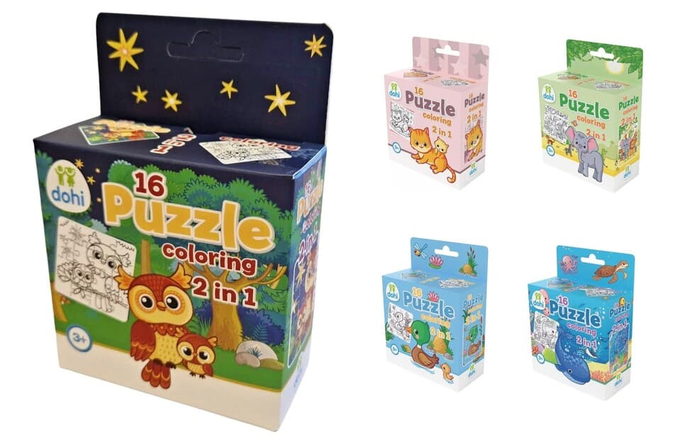 Puzzle 2v1 16dielikov na vymaľovanie - lev