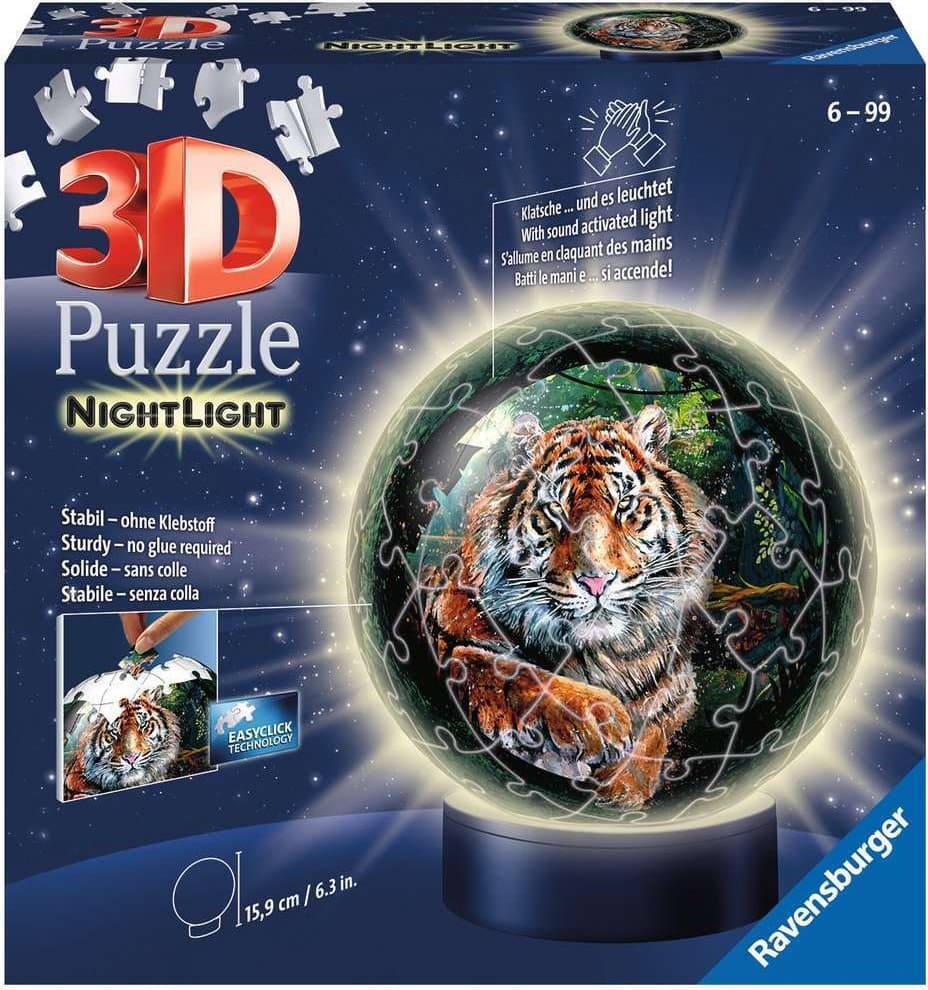 RAVENSBURGER 3D Svítící puzzleball Tygr 72 dílků
