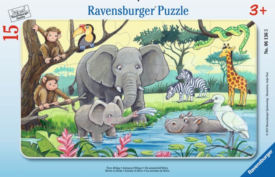RAVENSBURGER Puzzle Africká zvířata 15 dílků