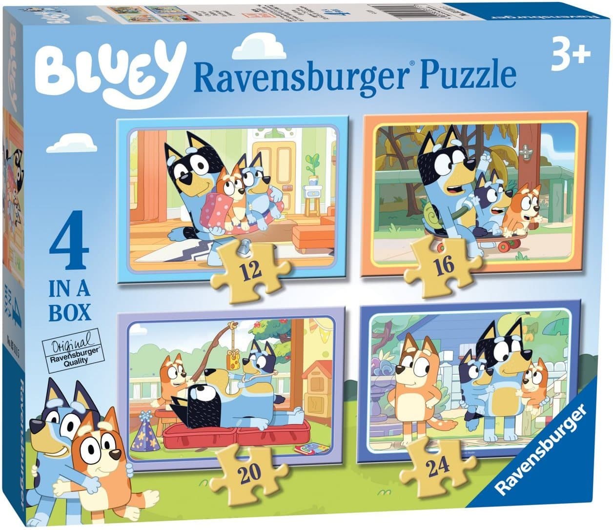 RAVENSBURGER Puzzle Bluey 4v1 (12,16,20,24 dílků)