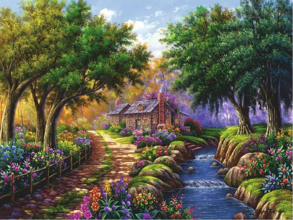 RAVENSBURGER Puzzle Chata u řeky 1500 dílků