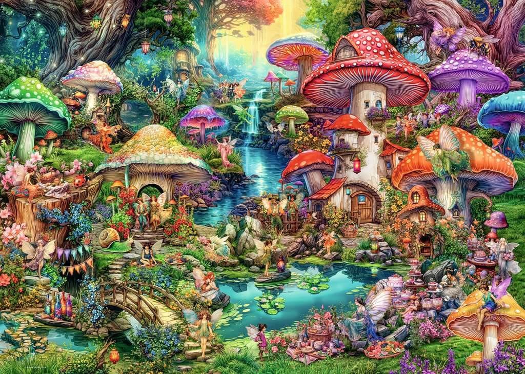 RAVENSBURGER Puzzle Houbová vesnička 1000 dílků