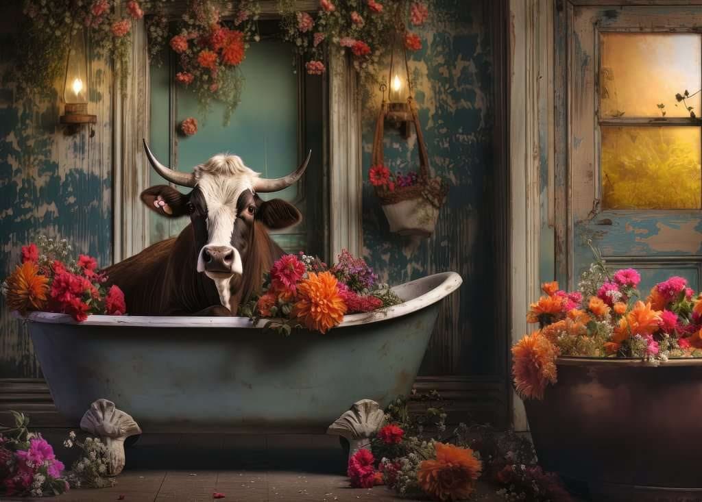 RAVENSBURGER Puzzle Kráva ve vaně 1000 dílků