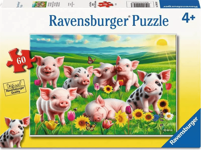 RAVENSBURGER Puzzle Rozkošná selátka 60 dílků