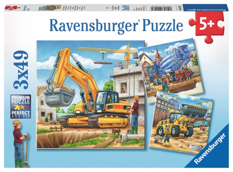 RAVENSBURGER Puzzle Stavební stroje 3x49 dílků