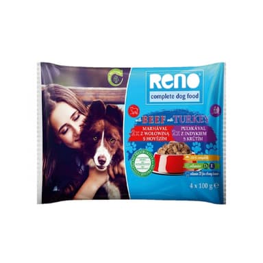 Reno Kapsičky pre psov 4x100g (2xmorčací, 2xhovädzí)