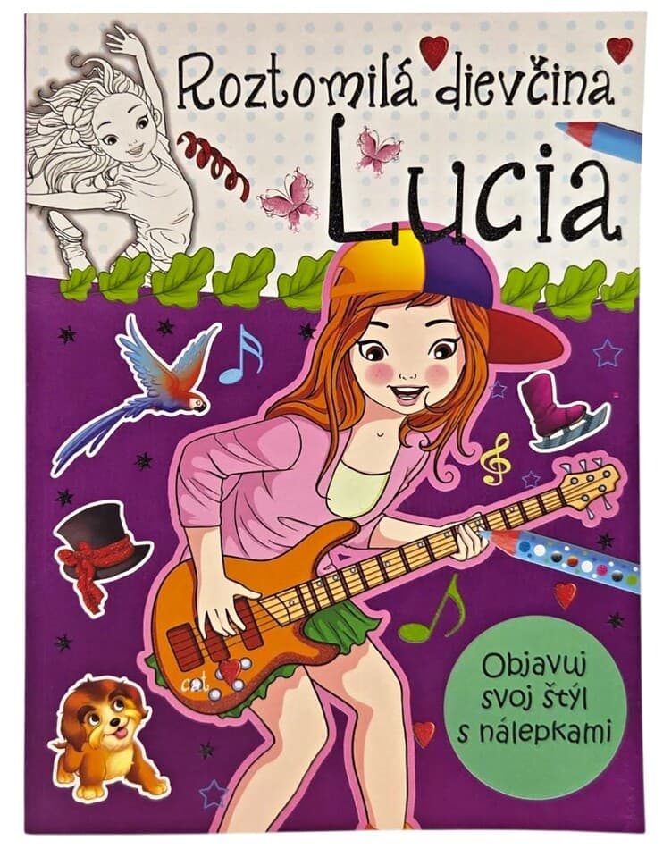 Roztomilá dievčina Lucia omaľovánka s nálepkami