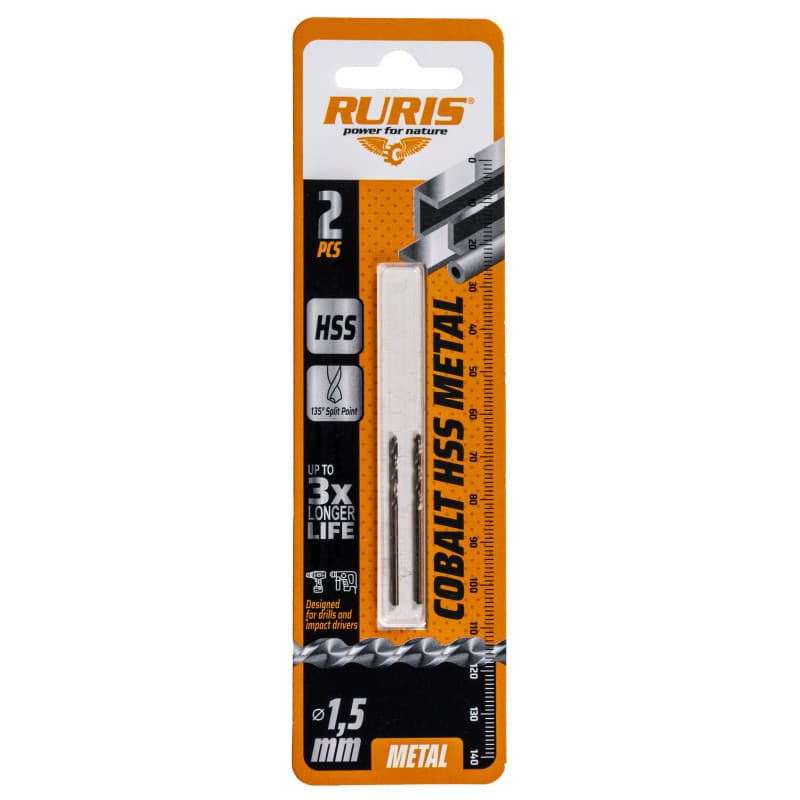 RURIS 2x vrták do železa Kobalt HSS 1,5mm