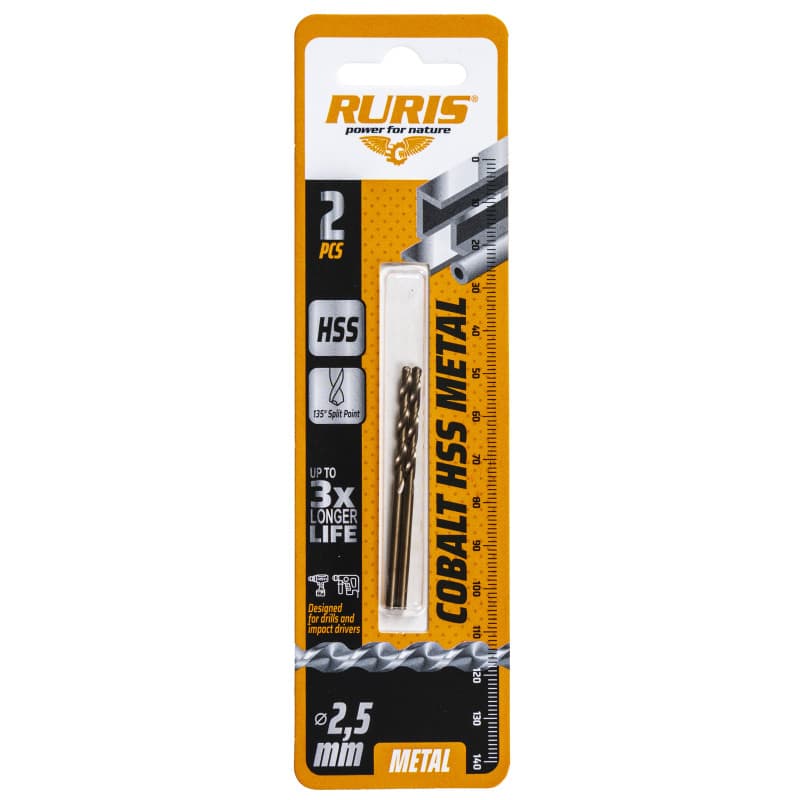 RURIS 2x vrták do železa Kobalt HSS 2,5mm