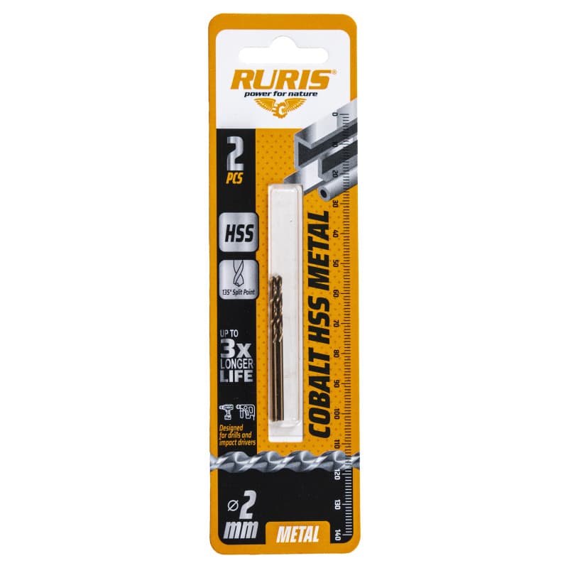 RURIS 2x vrták do železa Kobalt HSS 2mm