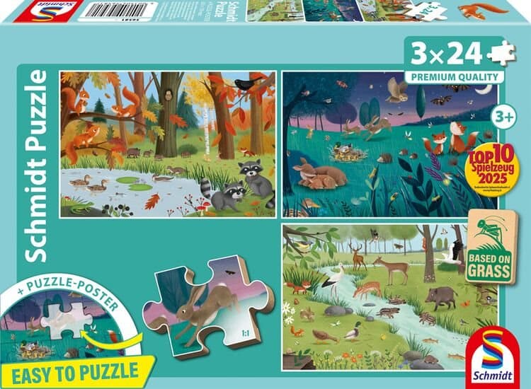 SCHMIDT Puzzle Lesní a luční zvířata 3x24 dílků