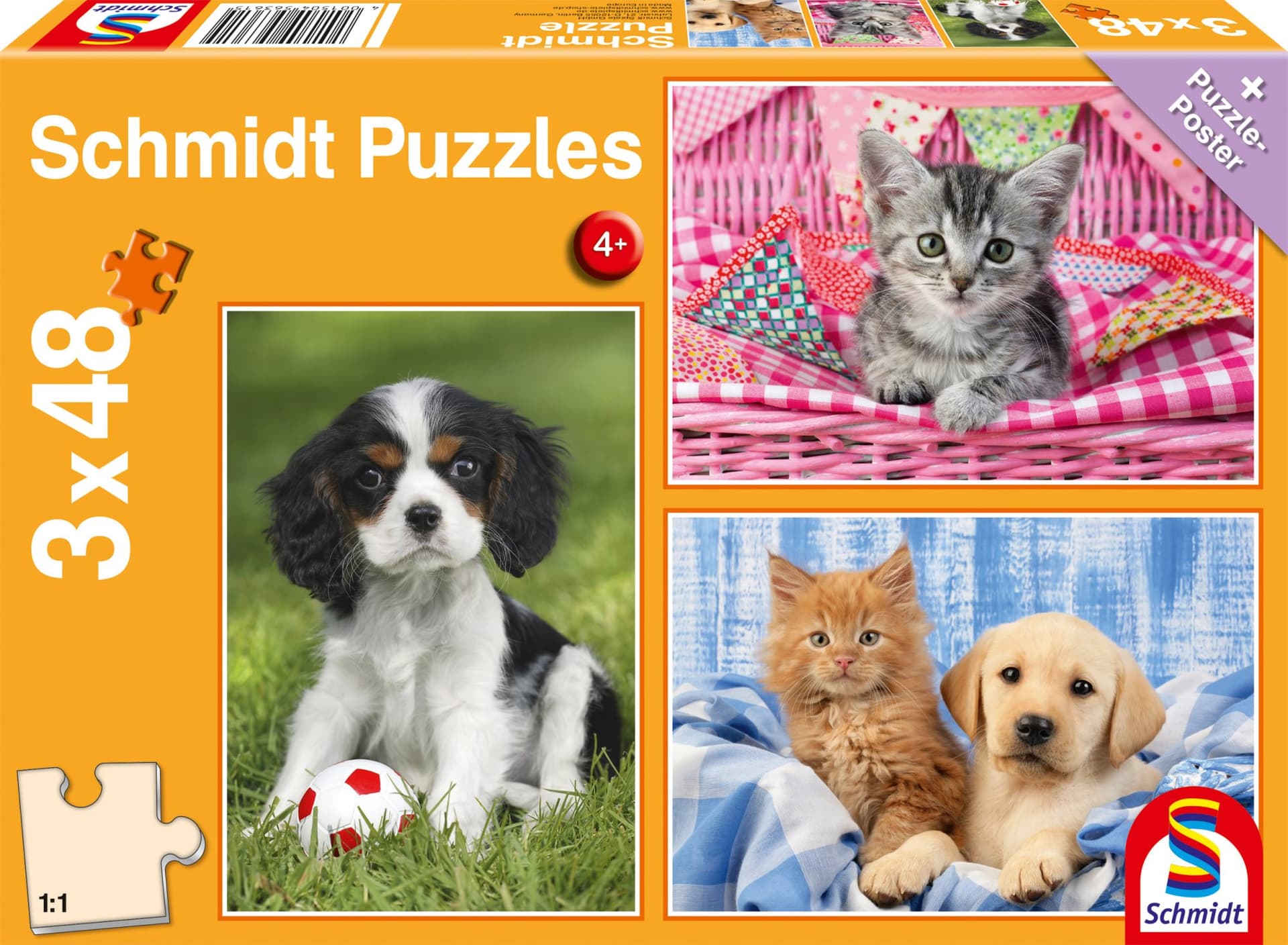 SCHMIDT Puzzle Moje oblíbená zvířátka 3x48 dílků