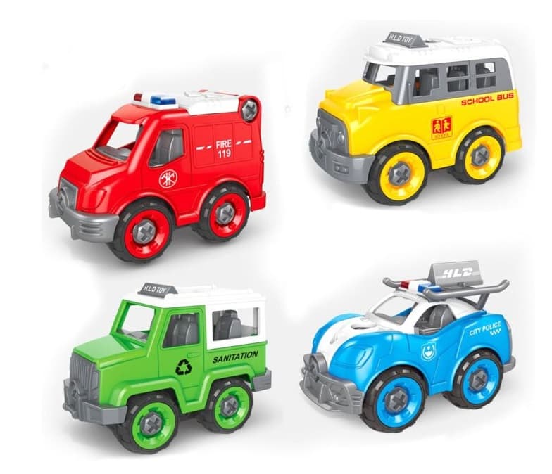 Šróbovacie autá polícia, hasiči, bus 12cm - modrá
