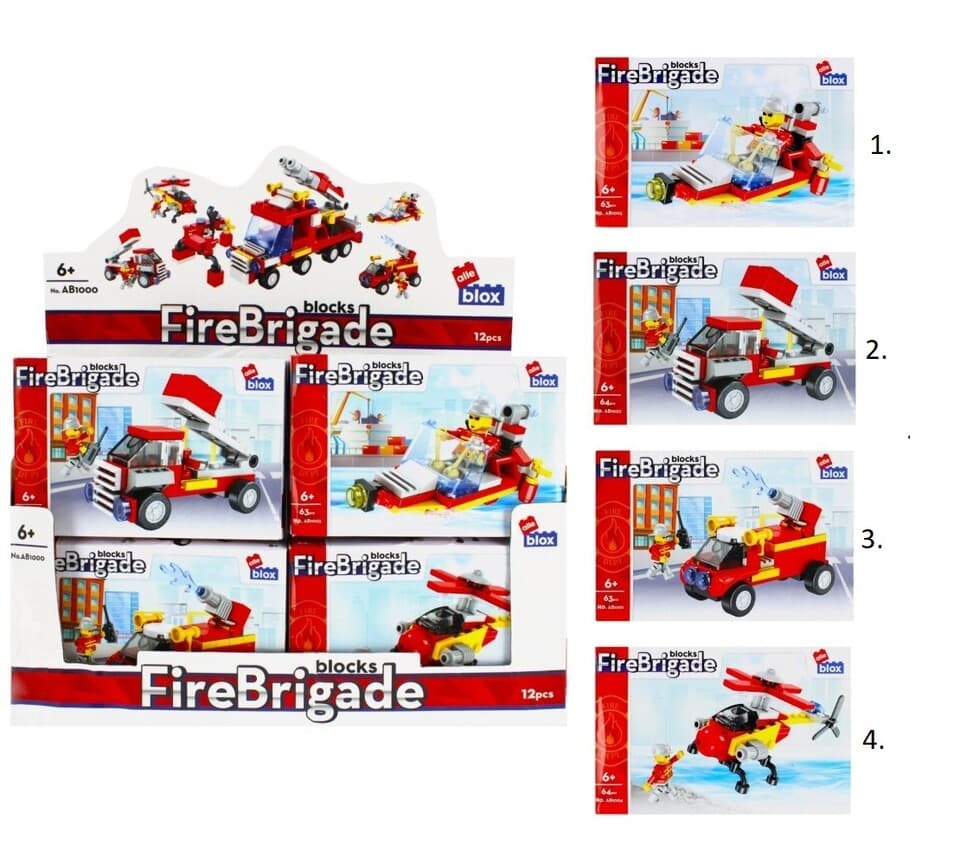 Stavebnica Alleblox FireBrigade 64-64ks/4druhy - 1