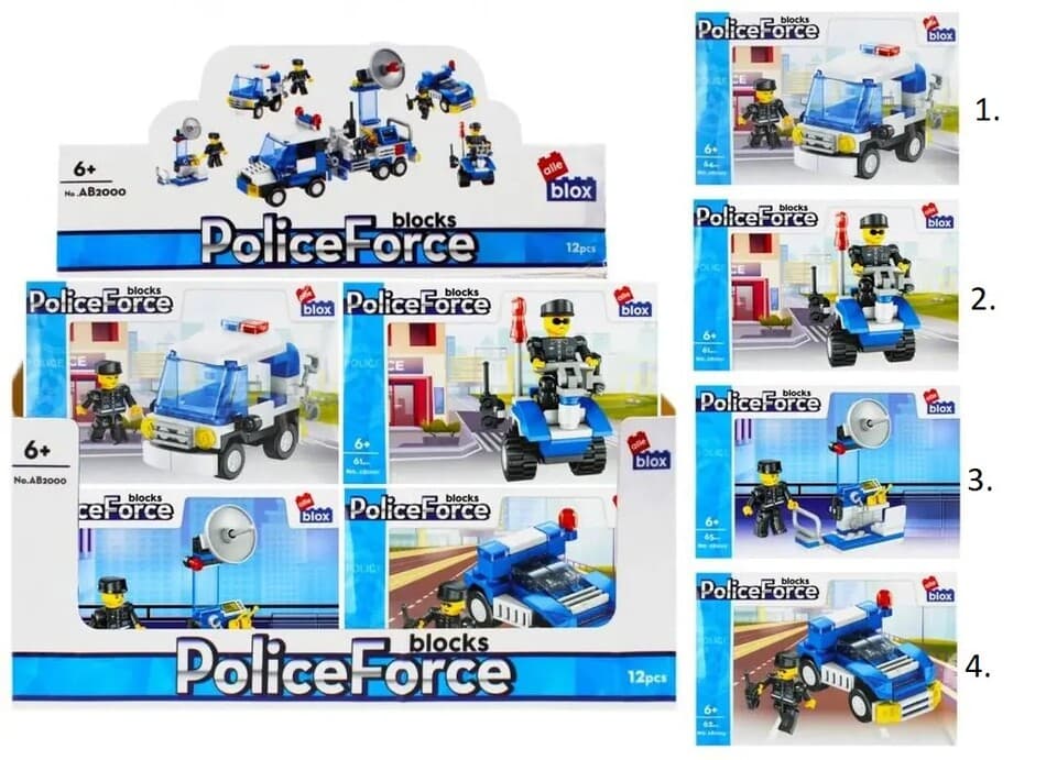 Stavebnica Alleblox PoliceForce 61-65ks/4druhy - 1