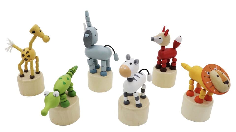 Stláčacie zvieratká drevené safari 11cm