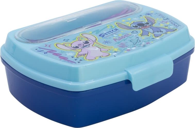 STOR Box na svačinu s příborem Angel a Stitch