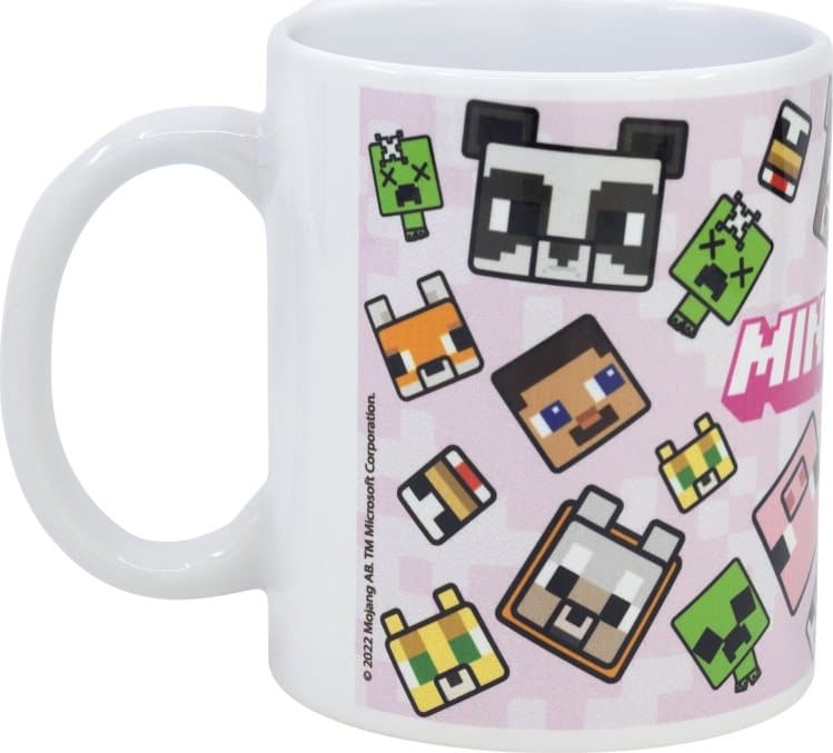 STOR Hrneček keramický 325ml Minecraft růžový