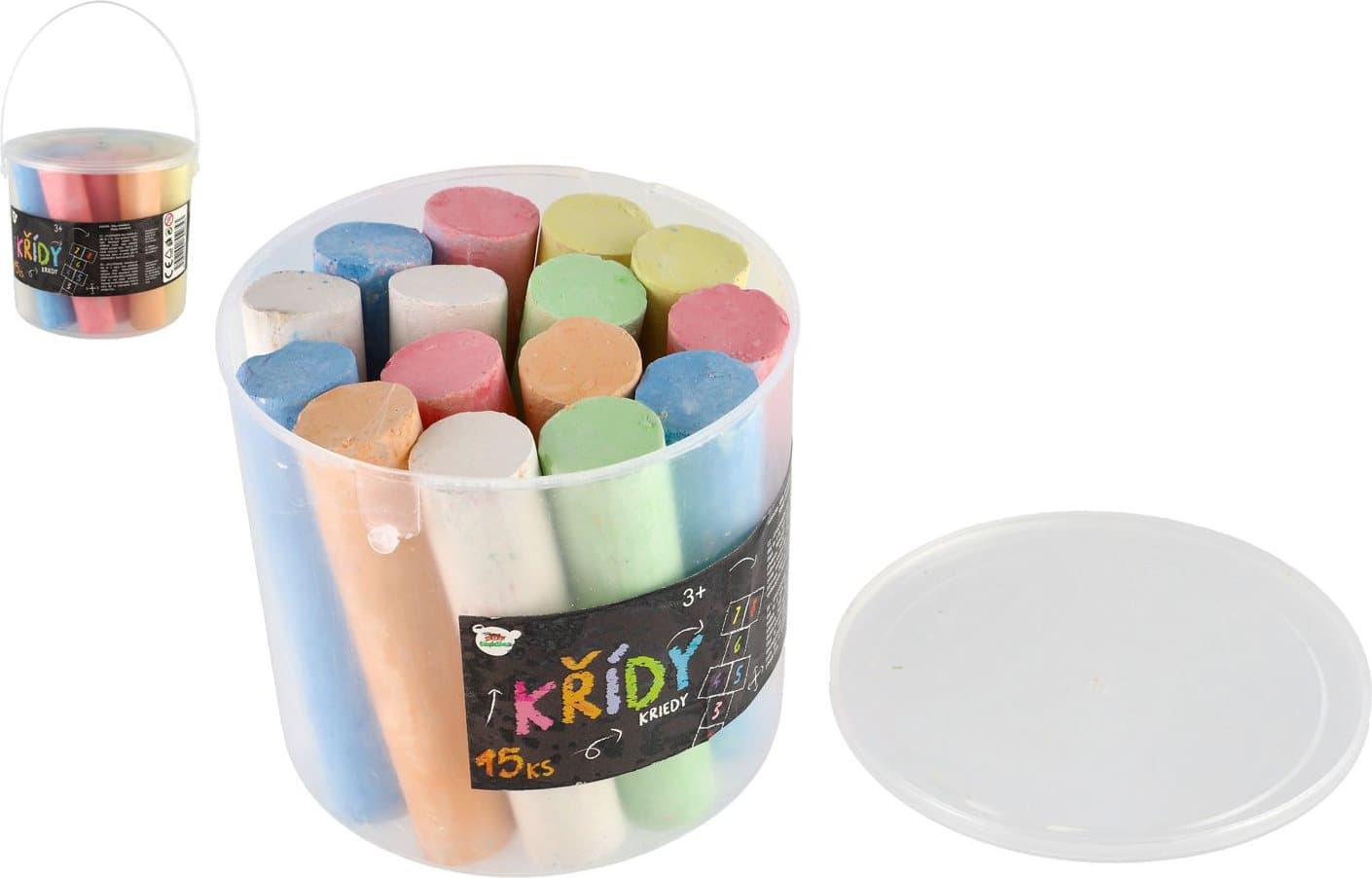 TEDDIES Barevné chodníkové křídy v kyblíku 15ks
