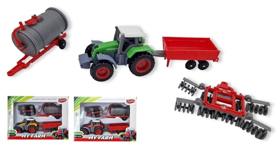 Traktor s prívesom My Farm 1:72 - žltá