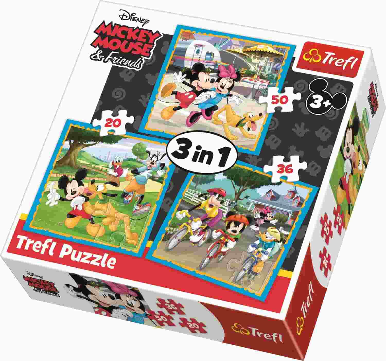 Trefl - Puzzle 3in1 Mickey Mouse - 1-39 dielov