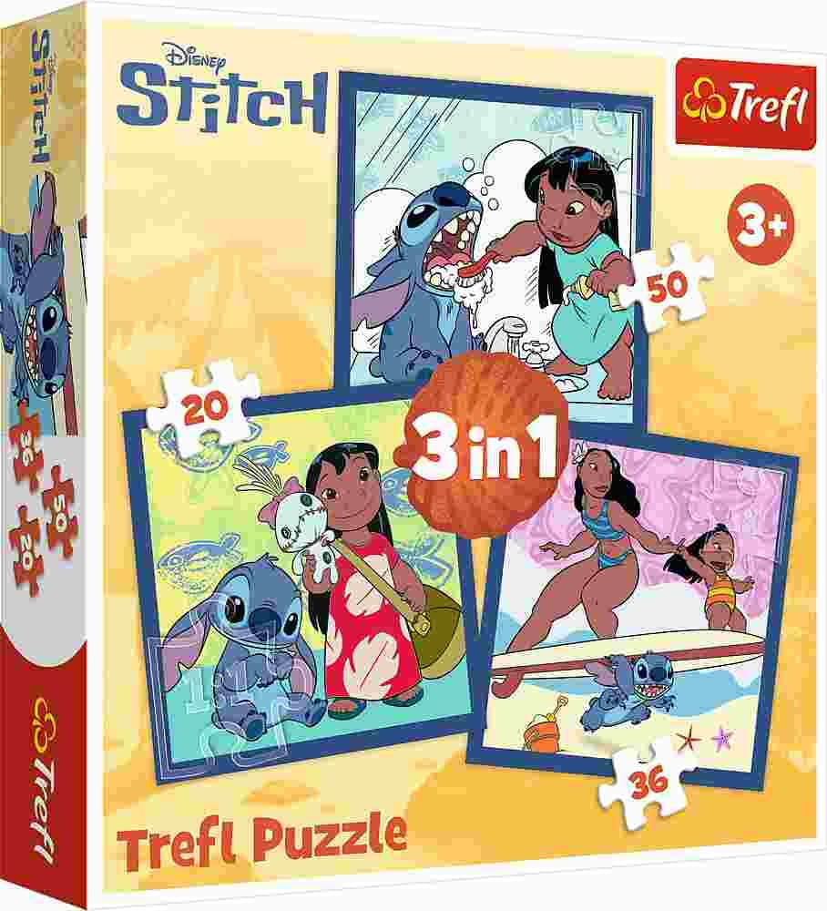 Trefl - Puzzle 3v1 Time with Stitch - 1-39 dielov