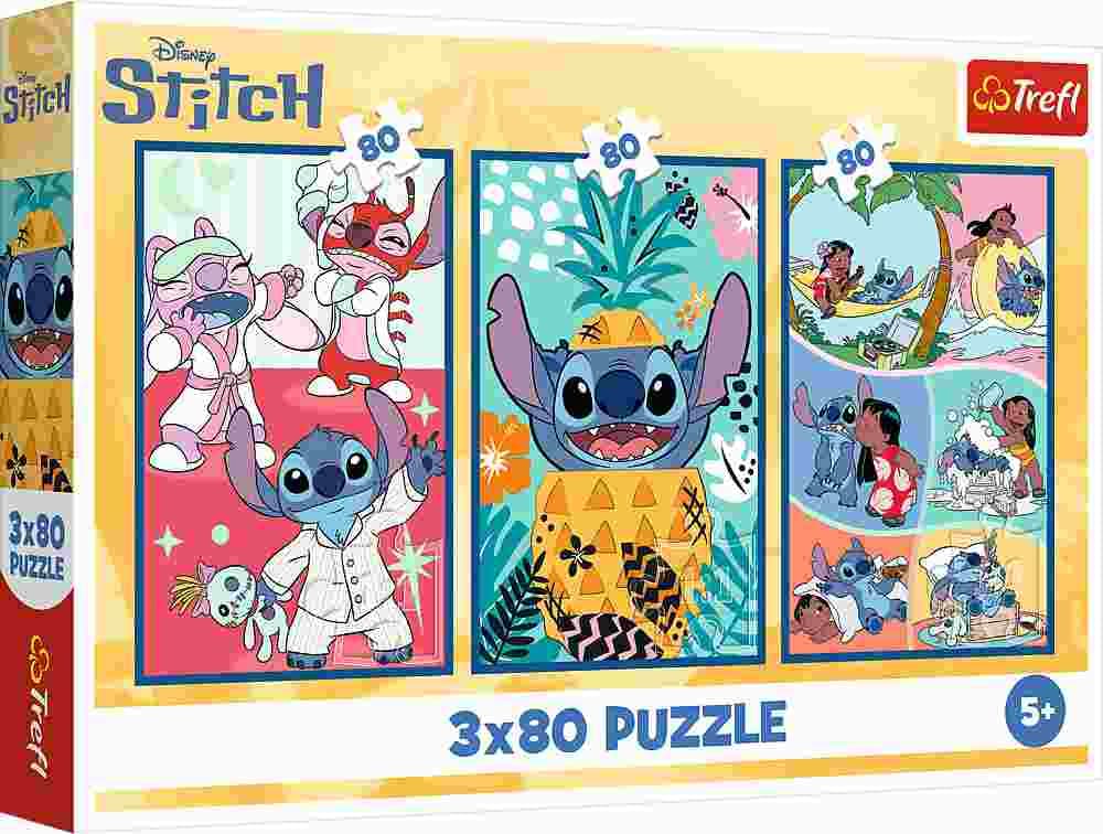 Trefl - Puzzle 3x80 Stitch´s World - 40-99 dielov