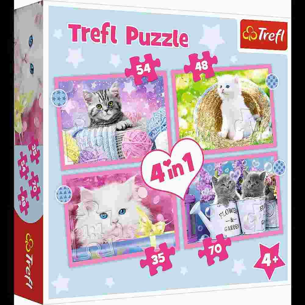 Trefl - Puzzle 4in1 Funny kitties - 1-39 dielov