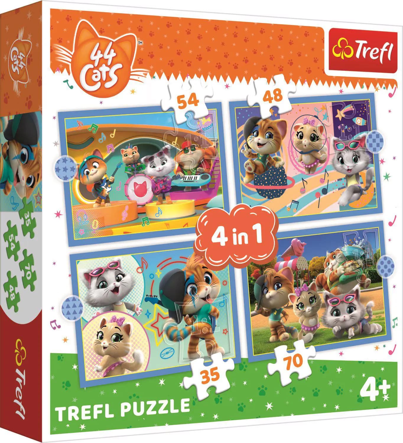 Trefl - Puzzle 4in1 the Cat Team - 1-39 dielov