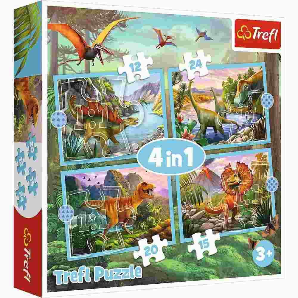 Trefl - Puzzle 4in1 Unique dinosaurs - 1-39 dielov