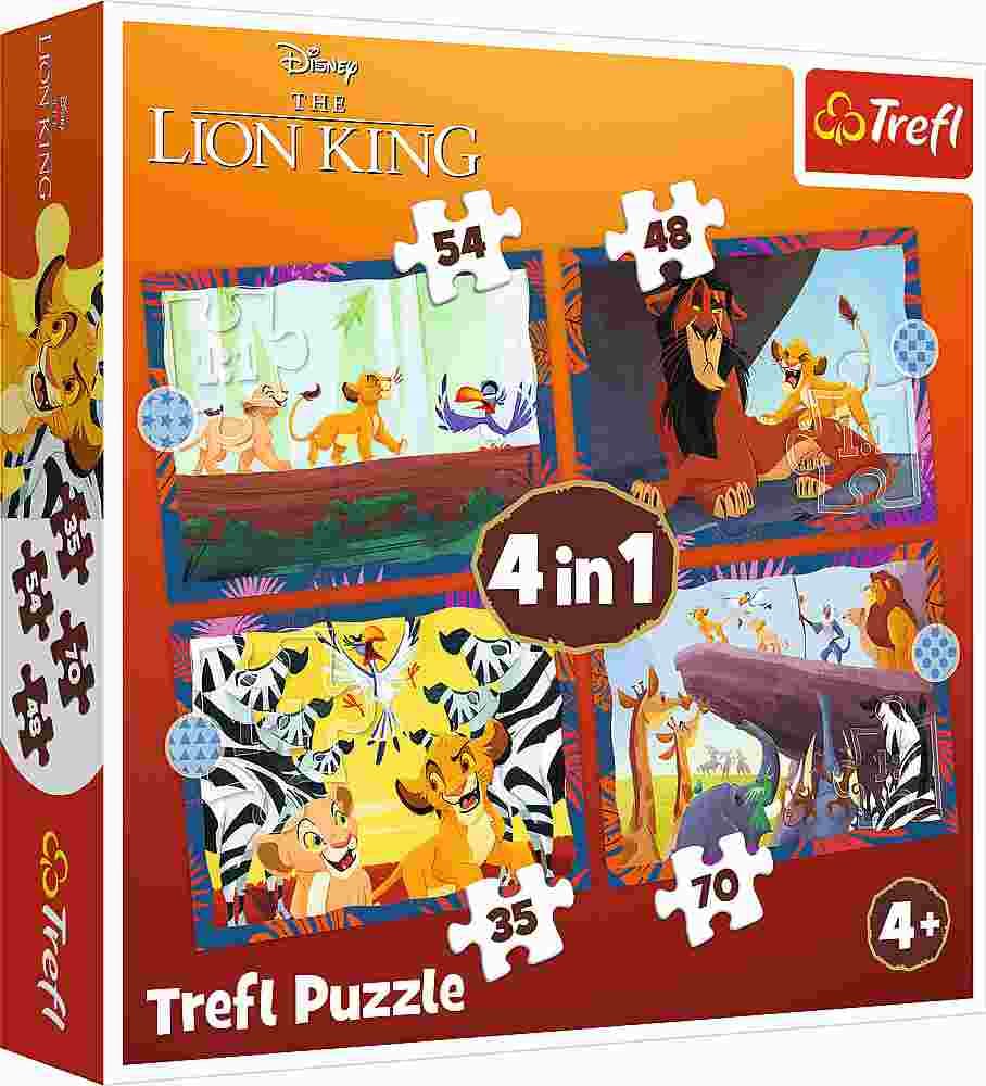 Trefl - Puzzle 4v1 Brave Lion King - 1-39 dielov
