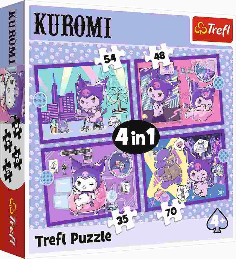 Trefl - Puzzle 4v1  Day with Kuromi - 1-39 dielov