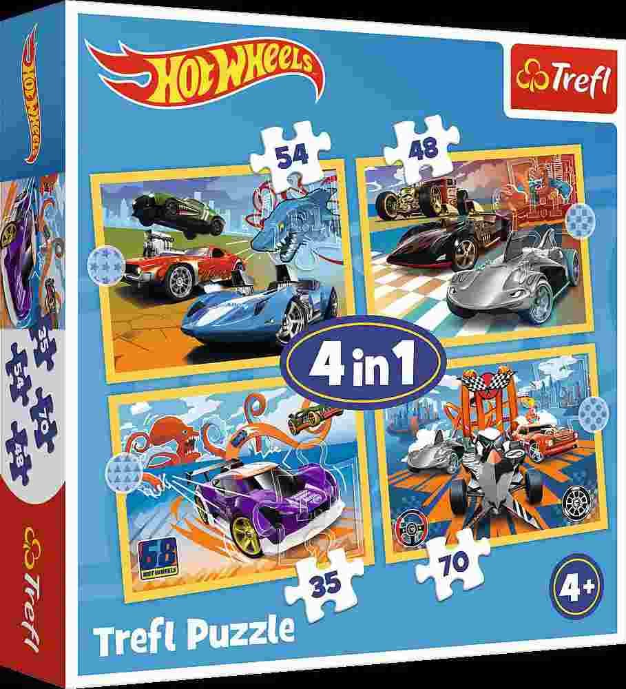 Trefl - Puzzle 4v1 Hot Wheels Vehicles - 1-39 dielov