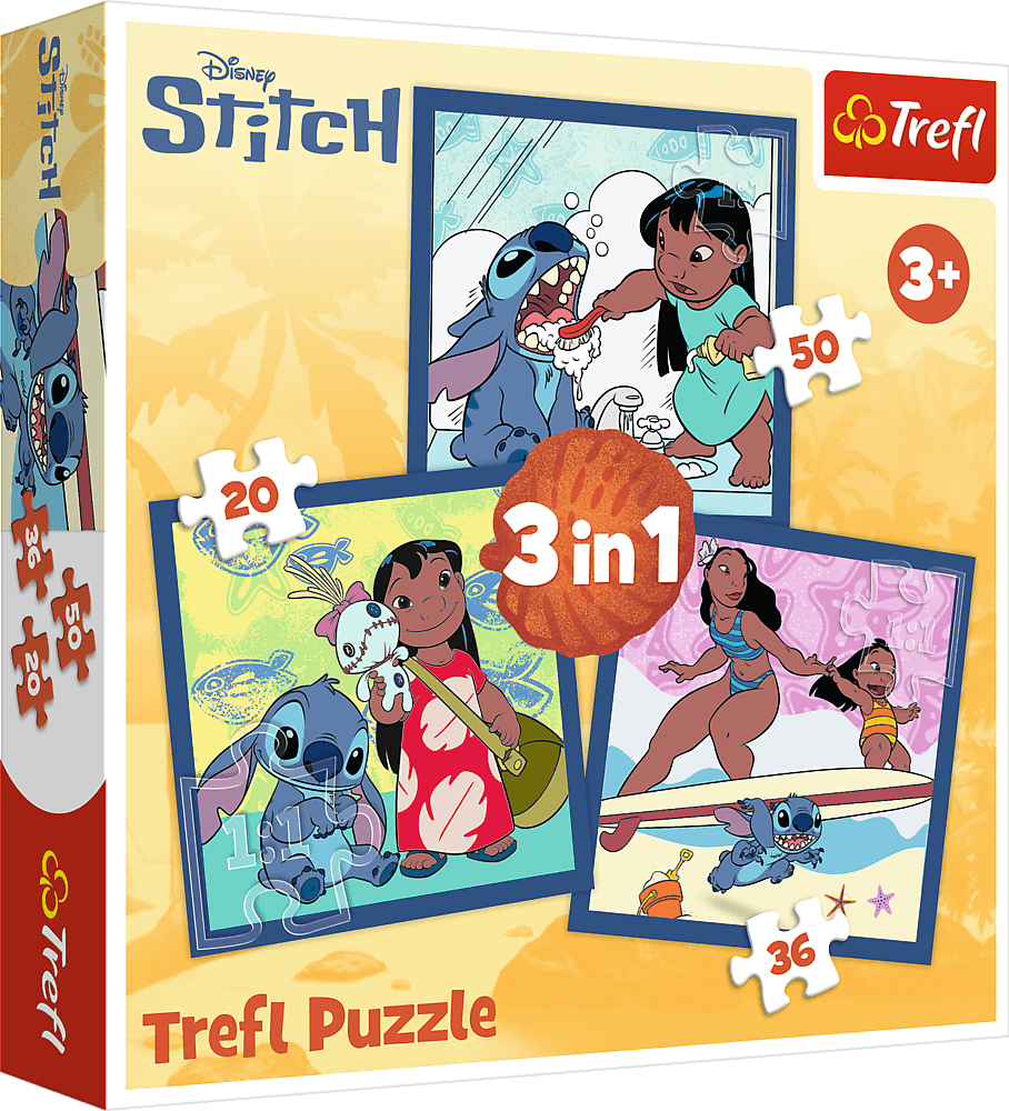 TREFL Puzzle Čas se Stitchem 3v1 (20,36,50 dílků)