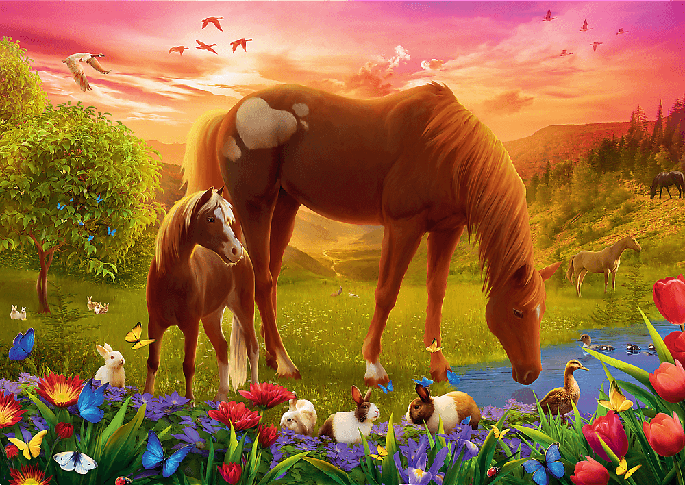 TREFL Puzzle Koně na louce 500 dílků