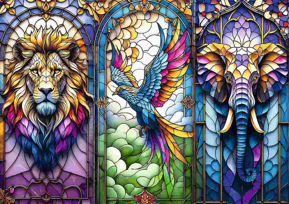 Trefl - Puzzle Stained glass: Animals - 1000 dielov