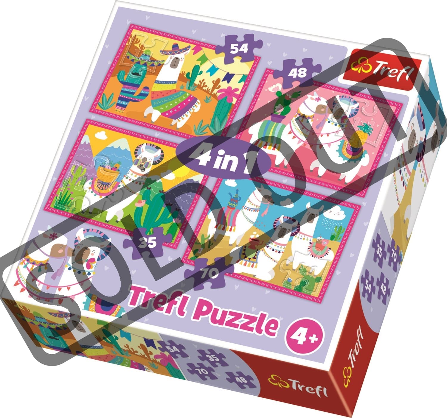 TREFL Puzzle Veselé lamy 4v1 (35,48,54,70 dílků)