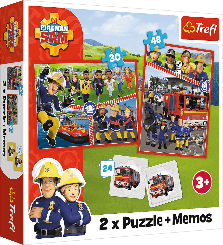 TREFL Sada 3v1 Požárník Sam (2x puzzle + pexeso)