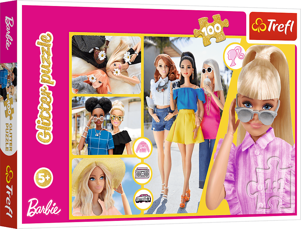TREFL Třpytivé puzzle Barbie 100 dílků