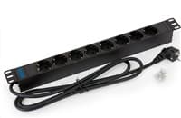 TRITON 19" rozvádzač 8x230V DIN - 2m, čierny