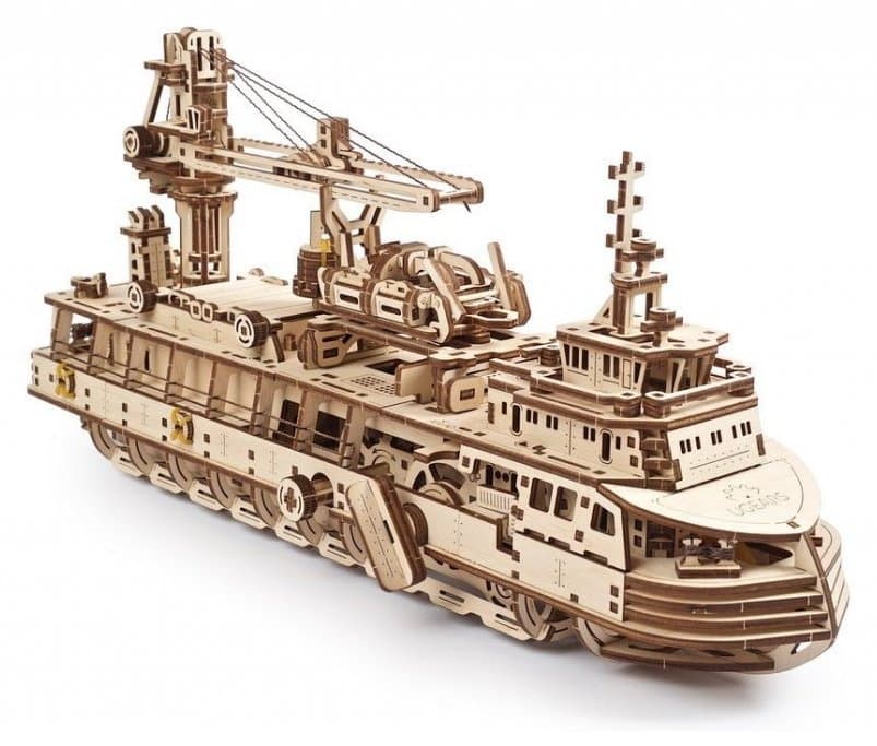 UGEARS 3D puzzle Výzkumný parník 575 dílků