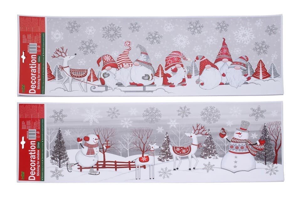Vianočná nálepka na okno 2druhy 59x21cm - trpaslík