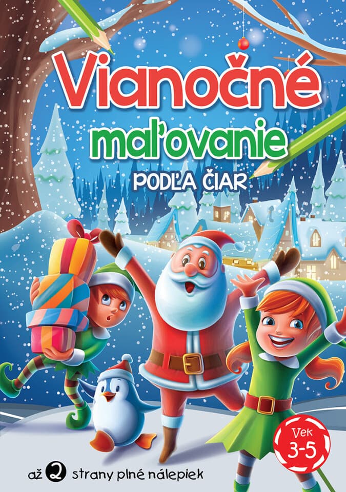 Vianočné maľovanie podľa čiar s nálepkami