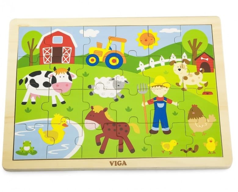 Viga Drevené puzzle Farma 24 ks