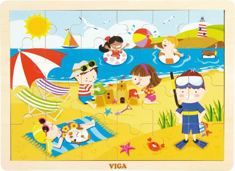 VIGA Dřevěné puzzle Léto 24 dílků